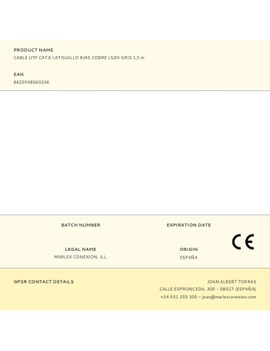 Cable utp cat.6 latiguillo rj45 cobre lszh gris 1,5 m