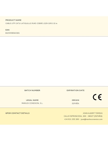 Cable utp cat.6 latiguillo rj45 cobre lszh gris 10 m