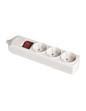 Base bipolar 3 tomas con t/tl 10/16 a 250 v blanco + interruptor luminoso.