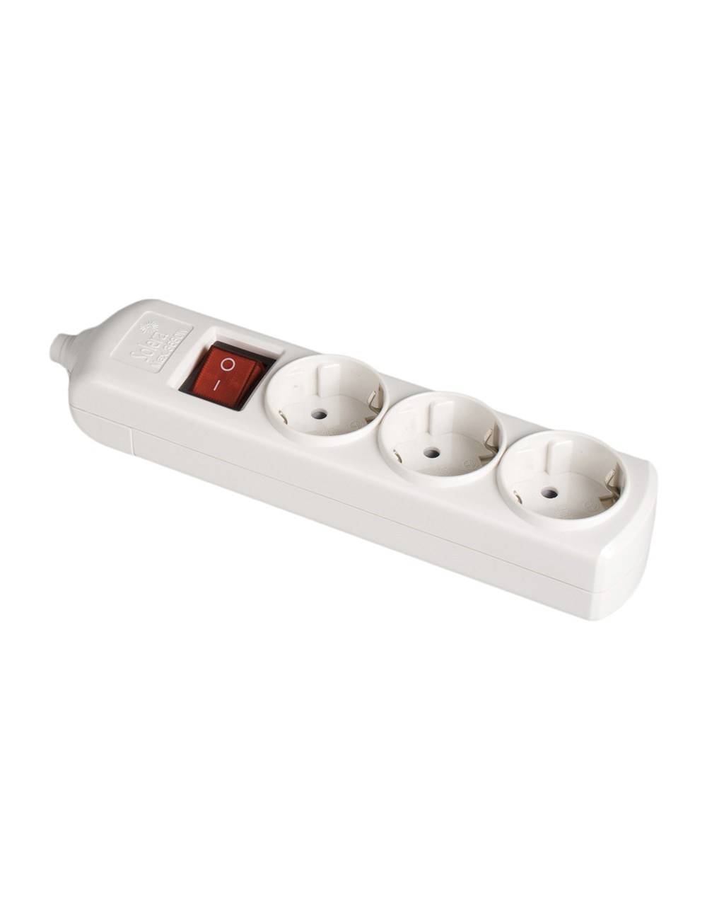 Base bipolar 3 tomas con t/tl 10/16 a 250 v blanco + interruptor luminoso.