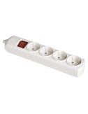 Base bipolar 4 tomas con t/tl 10/16 a 250 v blanco + interruptor luminoso.