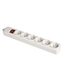 Base bipolar 6 tomas con t/tl 10/16 a 250 v blanco + interruptor luminoso.