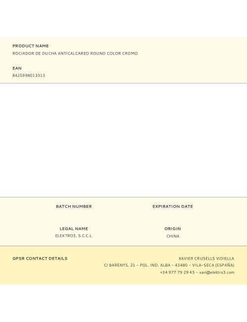 Rociador de ducha anticalcareo round color cromo