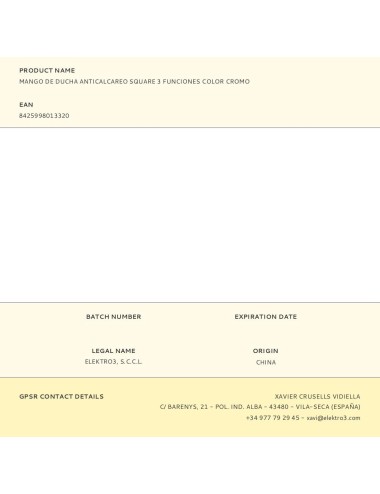 Mango de ducha anticalcareo square 3 funciones color cromo