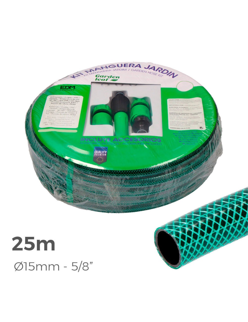 Kit manguera de jardin basic 25 m (5/8" 15 mm)