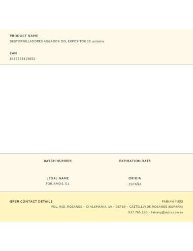 Destornilladores aislados dix, expositor 10 unidades