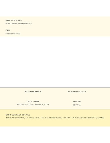 Pomo 32 mm hierro negro