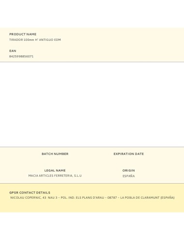 Tirador 100mm h° antiguo edm