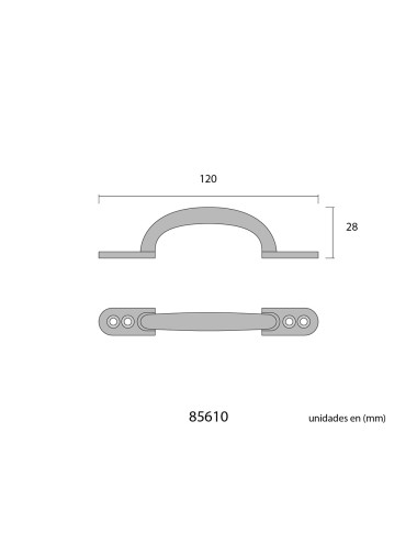 Tirador plano 120mm h° negro edm
