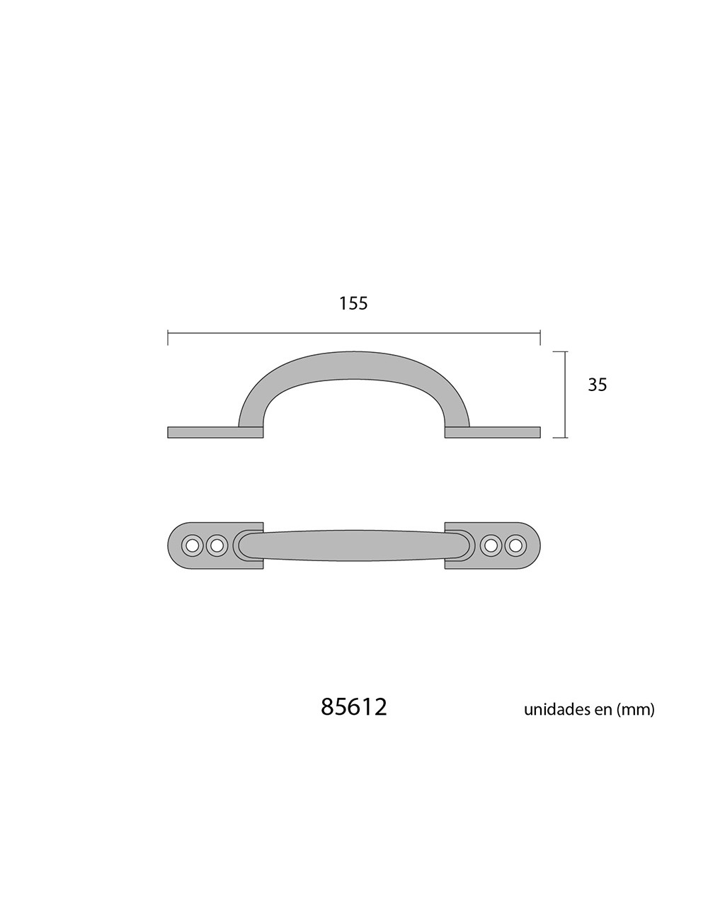 Tirador plano 155mm h° negro edm