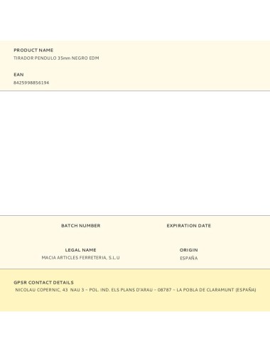 Tirador pendulo 35mm negro edm