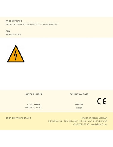 Mata insectos electrico 1x6w 25m ø12x30cm edm