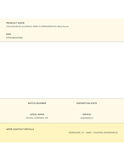 Colgador de aluminio para 4 herramientas 48x5,5x1cm