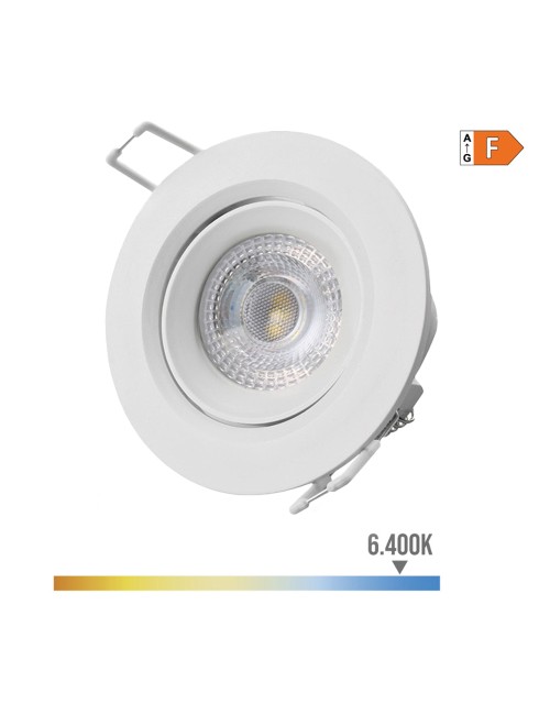 Downlight led empotrable redondo 5 w 6400 k 380 lm luz fría color blanco ø9 cm