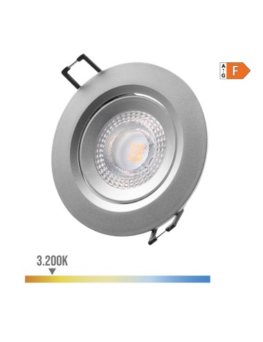 Downlight led empotrable redondo 5 w 3200 k luz calida color cromo ø9 cm