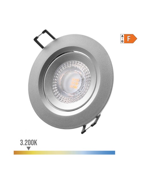 Downlight led empotrable redondo 5 w 3200 k luz calida color cromo ø9 cm