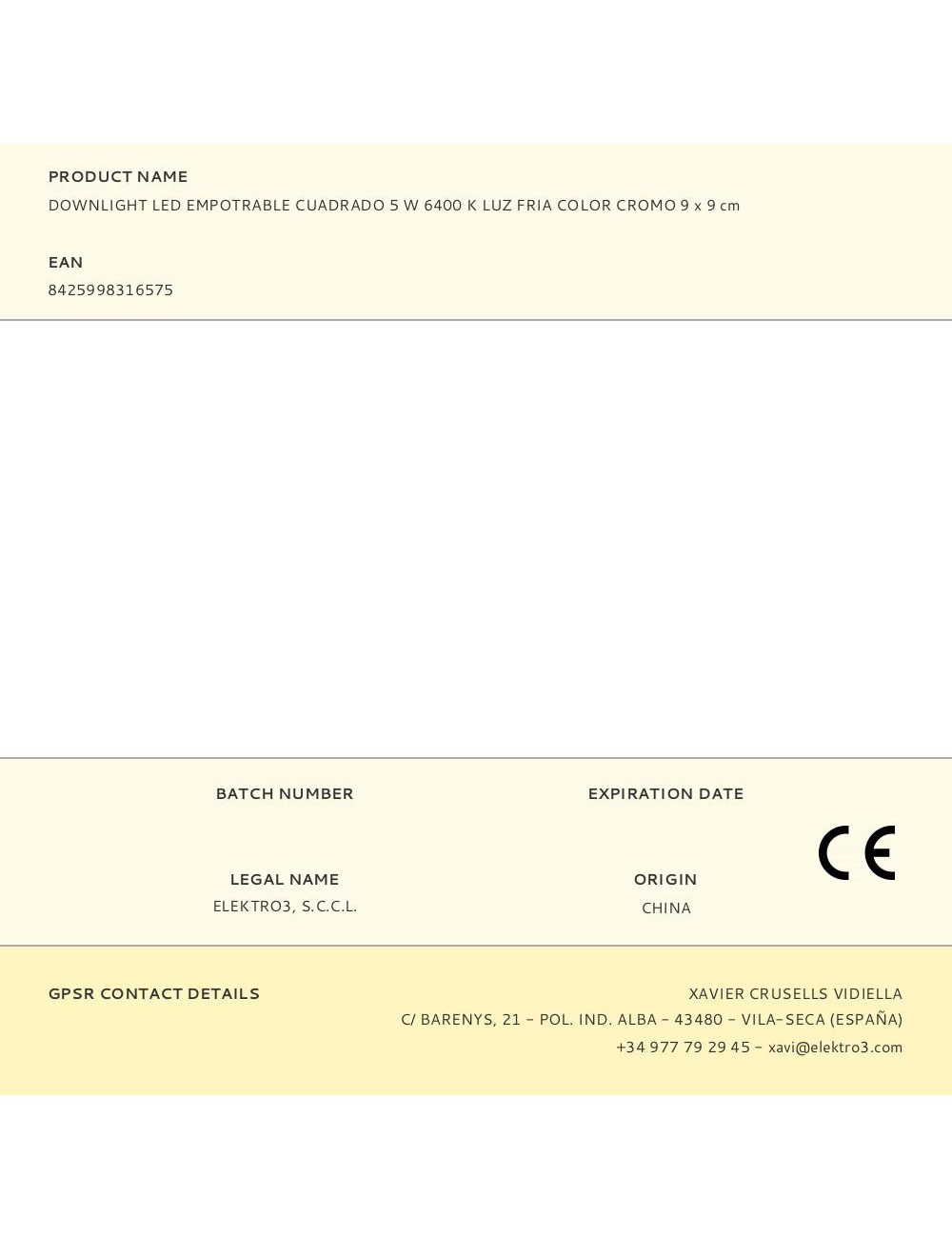 Downlight led empotrable cuadrado 5 w 6400 k luz fria color cromo 9 x 9 cm
