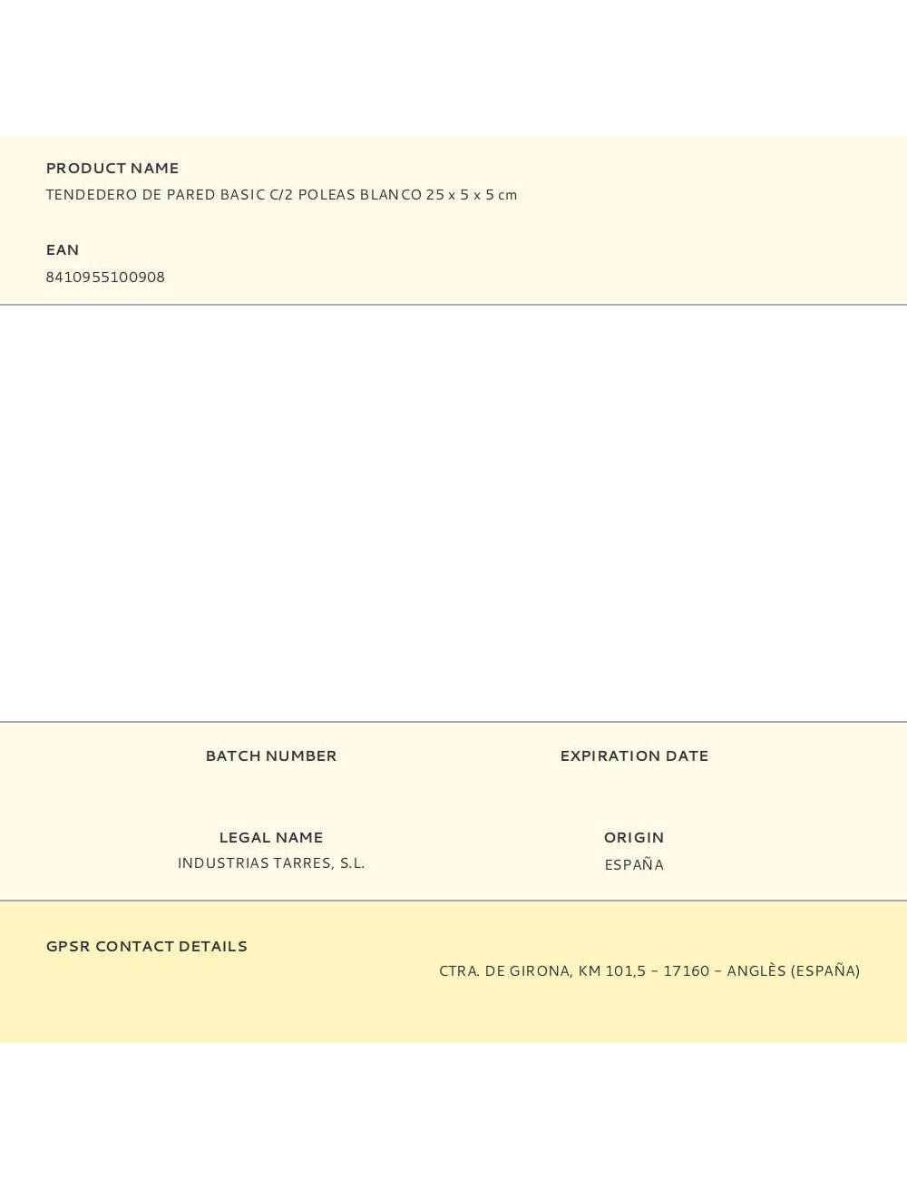 Tendedero de pared basic c/2 poleas blanco 25 x 5 x 5 cm