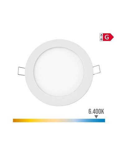 Mini downlight led empotrable redondo 6 w 6400 k luz fría. color blanco ø11,7 cm