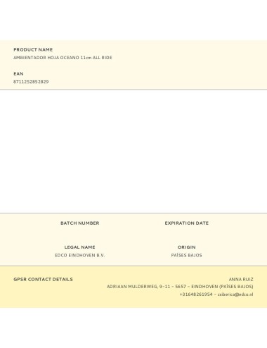 Ambientador hoja oceano 11cm all ride