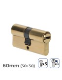 Cilindro latón 60 mm (30+30 mm) leva larga r15 con 5 llaves de seguridad incluidas