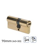 Cilindro latón 70mm (40+30mm) leva larga r15 con 5 llaves de seguridad incluidas