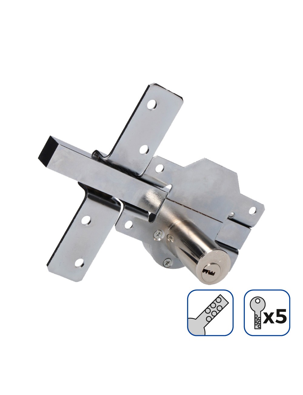 Cerrojo de seguridad color níquel incluye 5 llaves de seguridad