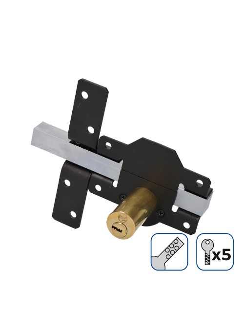 Cerrojo de seguridad con 5 llaves de seguridad, negro