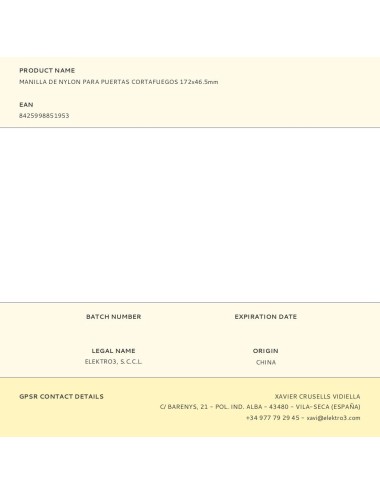 Manilla de nylon para puertas cortafuegos 172x46.5mm