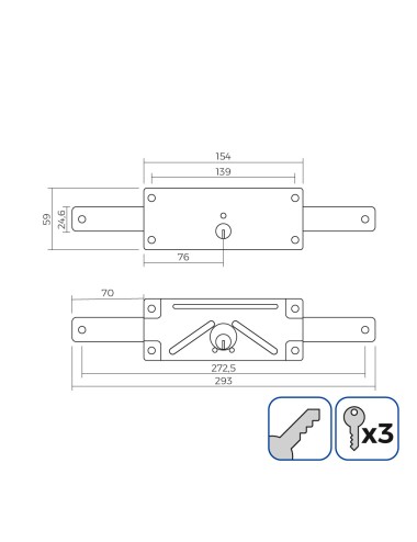 Cerradura de persiana 154 mm