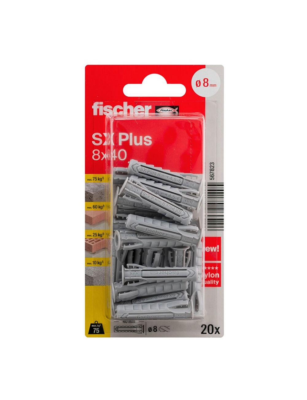 Taco sx plus ø8 x 40 mm, blister 20 uds