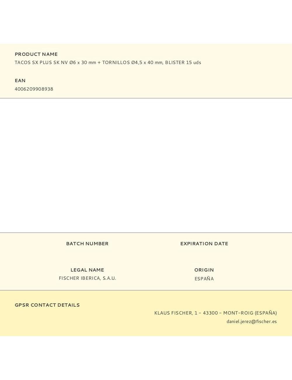 Tacos sx plus sk nv ø6 x 30 mm + tornillos ø4,5 x 40 mm, blister 15 uds