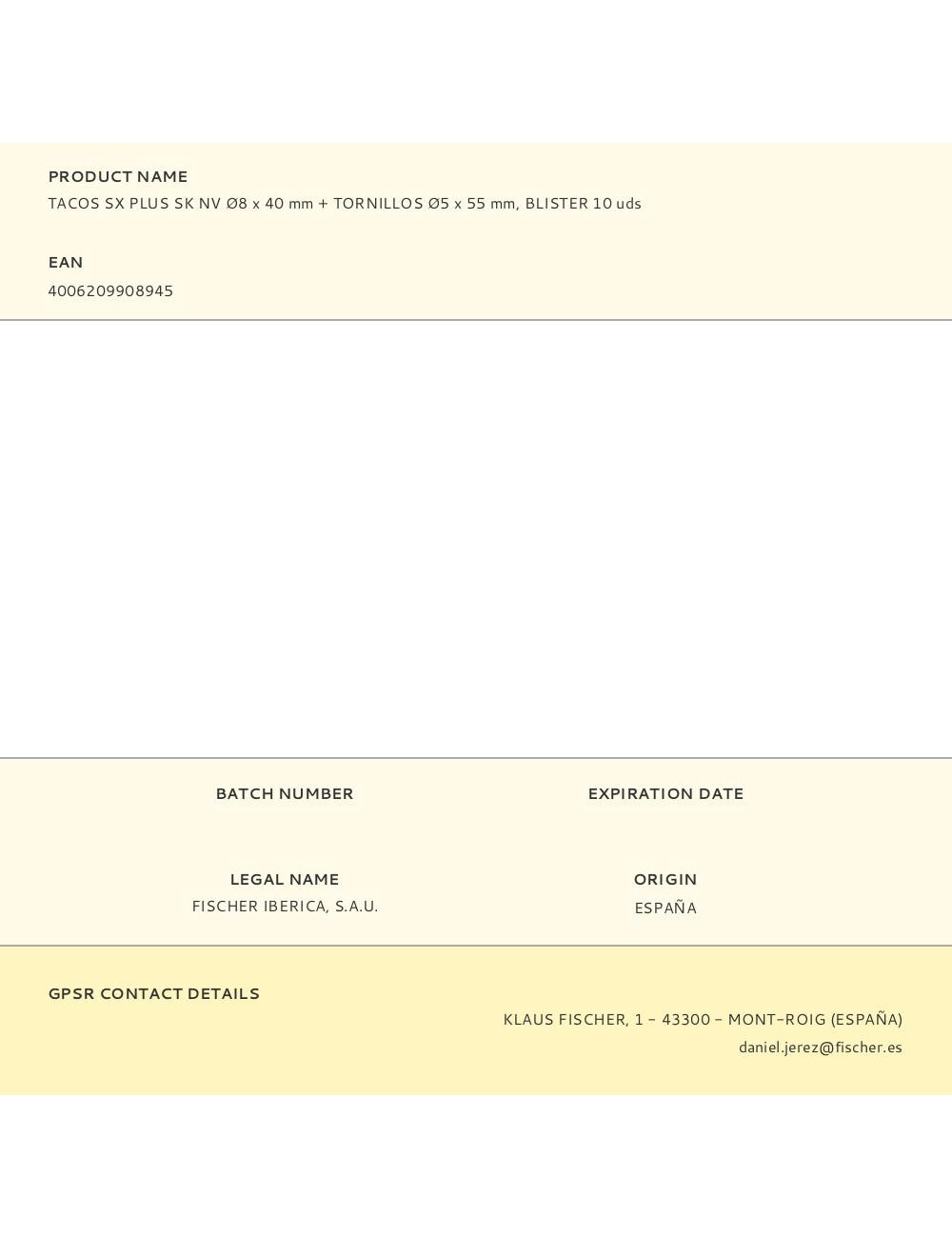 Tacos sx plus sk nv ø8 x 40 mm + tornillos ø5 x 55 mm, blister 10 uds