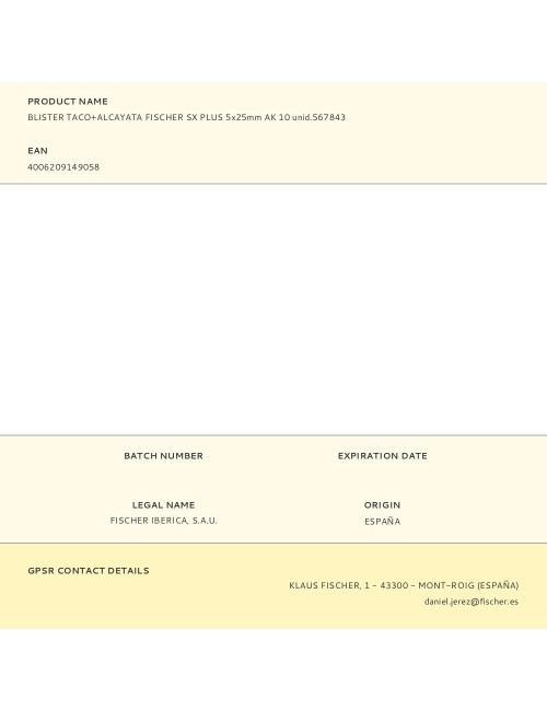 Blister taco+alcayata fischer sx plus 5x25mm ak 10 unid.567843