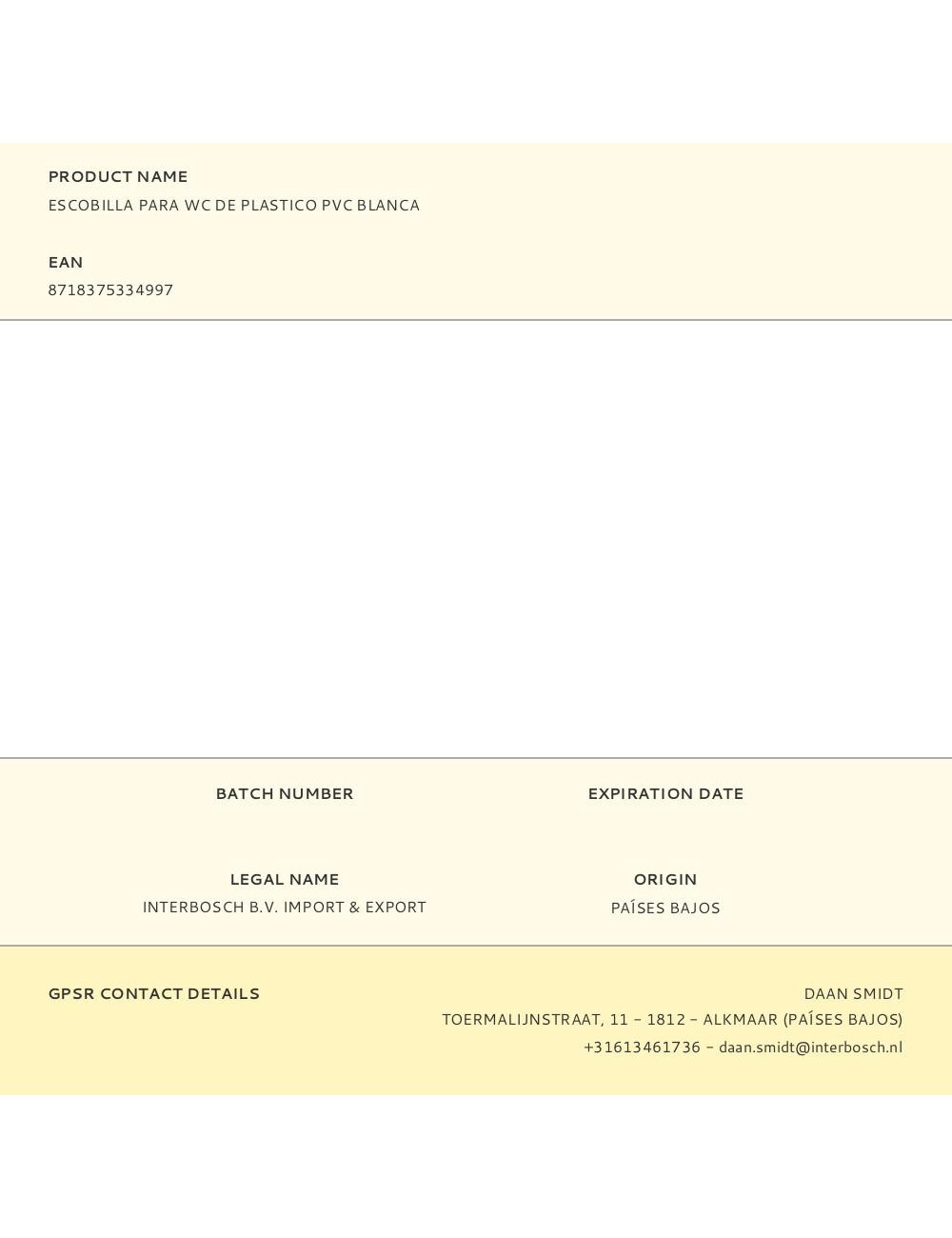 Escobilla para wc de plastico pvc blanca