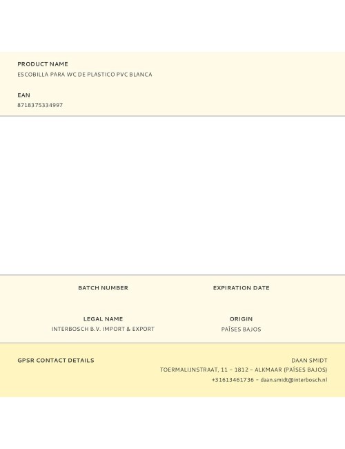 Escobilla para wc de plastico pvc blanca