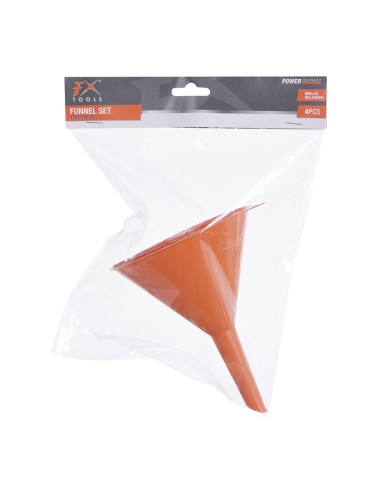 Set 4 embudos color naranja medidas: 5x8,5cm/7,2x11cm/10x14,5cm/12x16cm