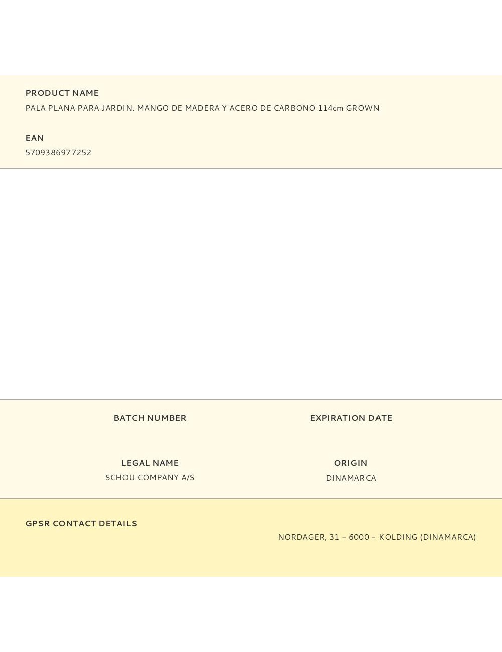 Pala plana para jardin. mango de madera y acero de carbono 114cm grown