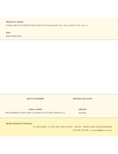 Funda metalica rapid para tablas de planchar 110 x 30 cm hasta 130 x 45 cm