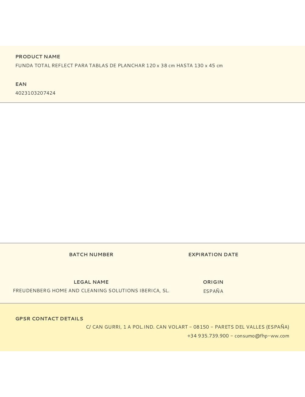Funda total reflect para tablas de planchar 120 x 38 cm hasta 130 x 45 cm