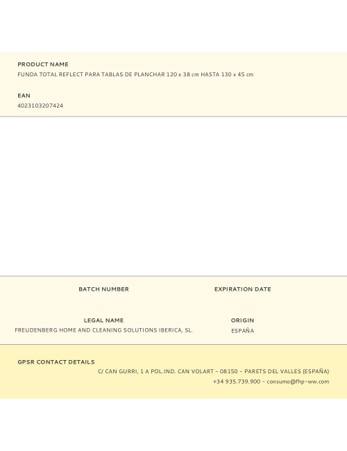 Funda total reflect para tablas de planchar 120 x 38 cm hasta 130 x 45 cm