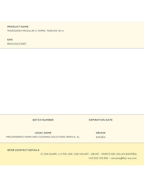 Tendedero modular 3 torre, tendido 30 m