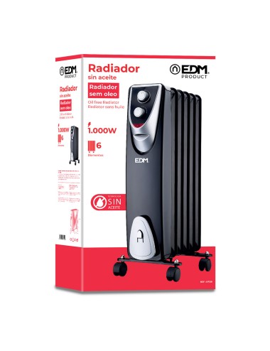 Radiador sin aceite 400 / 600 / 1000 w con 6 elementos modelo black edition