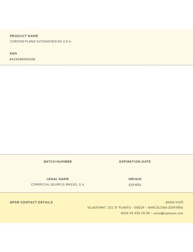 Cordon plano autoadhesivo 2,5 m