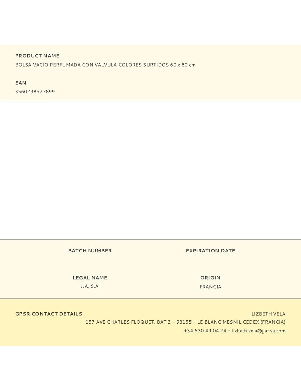 Bolsa al vacío perfumada con válvula 60 x 80 cm