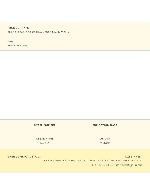 Silla plegable de cocina negra 44x44x79,5cm