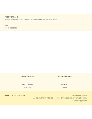 Bajo puerta adhesivo en pvc expandido 38 mm x 100 cm blanco