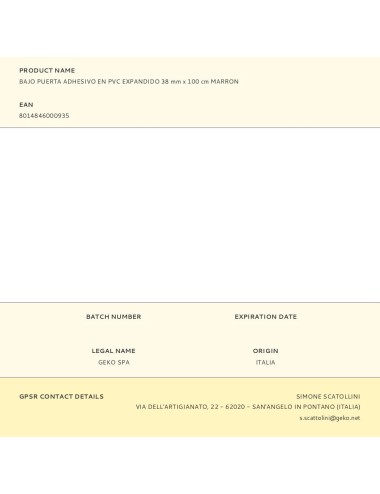 Bajo puerta adhesivo en pvc expandido 38 mm x 100 cm marrón