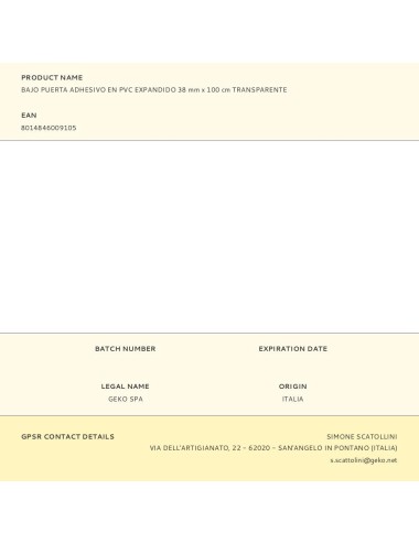 Bajo puerta adhesivo en pvc expandido 38 mm x 100 cm transparente