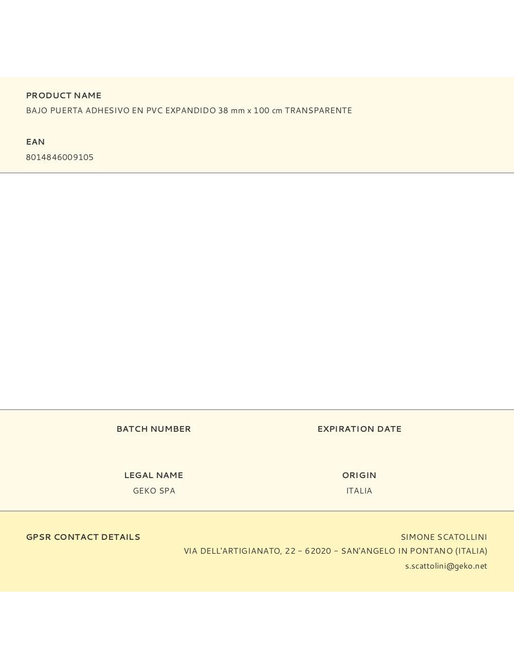 Bajo puerta adhesivo en pvc expandido 38 mm x 100 cm transparente